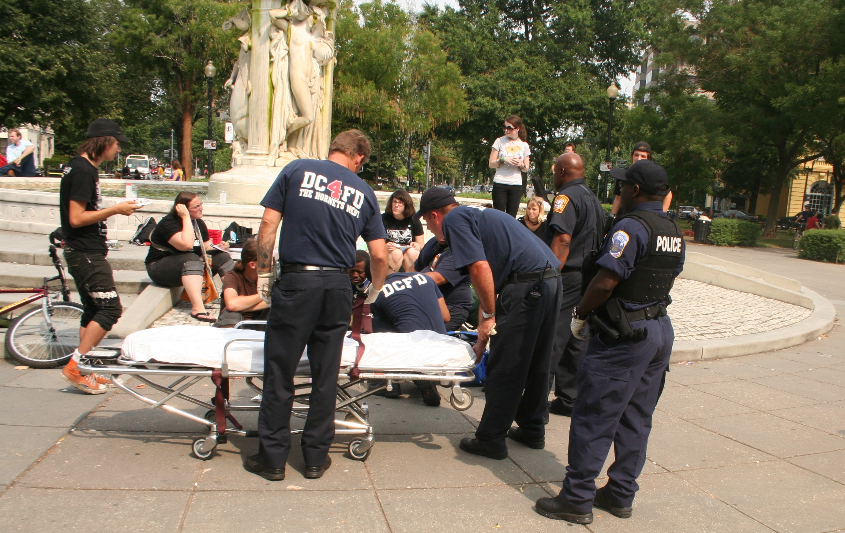 EMS team providing aid