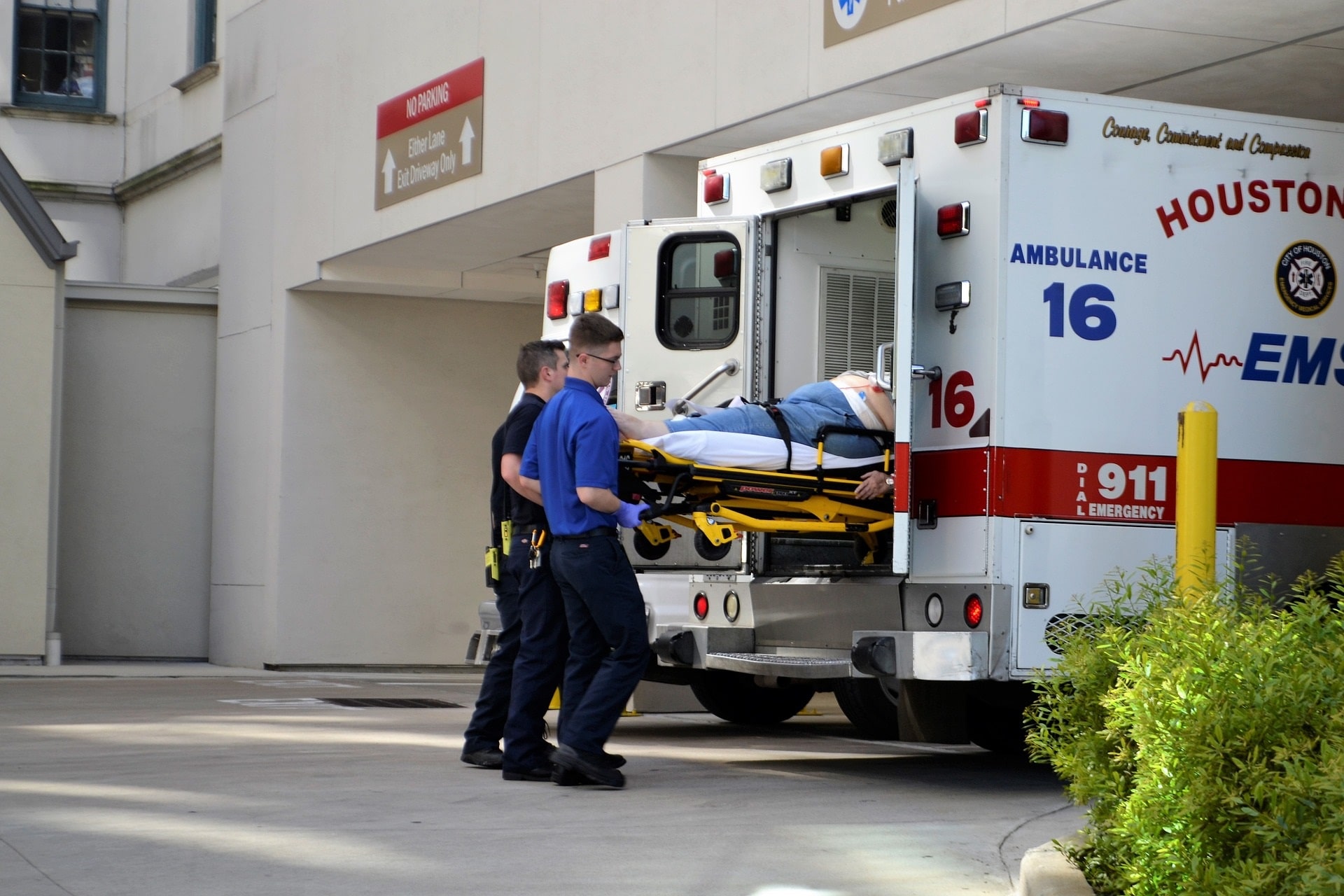 Paramedics transporting a patient