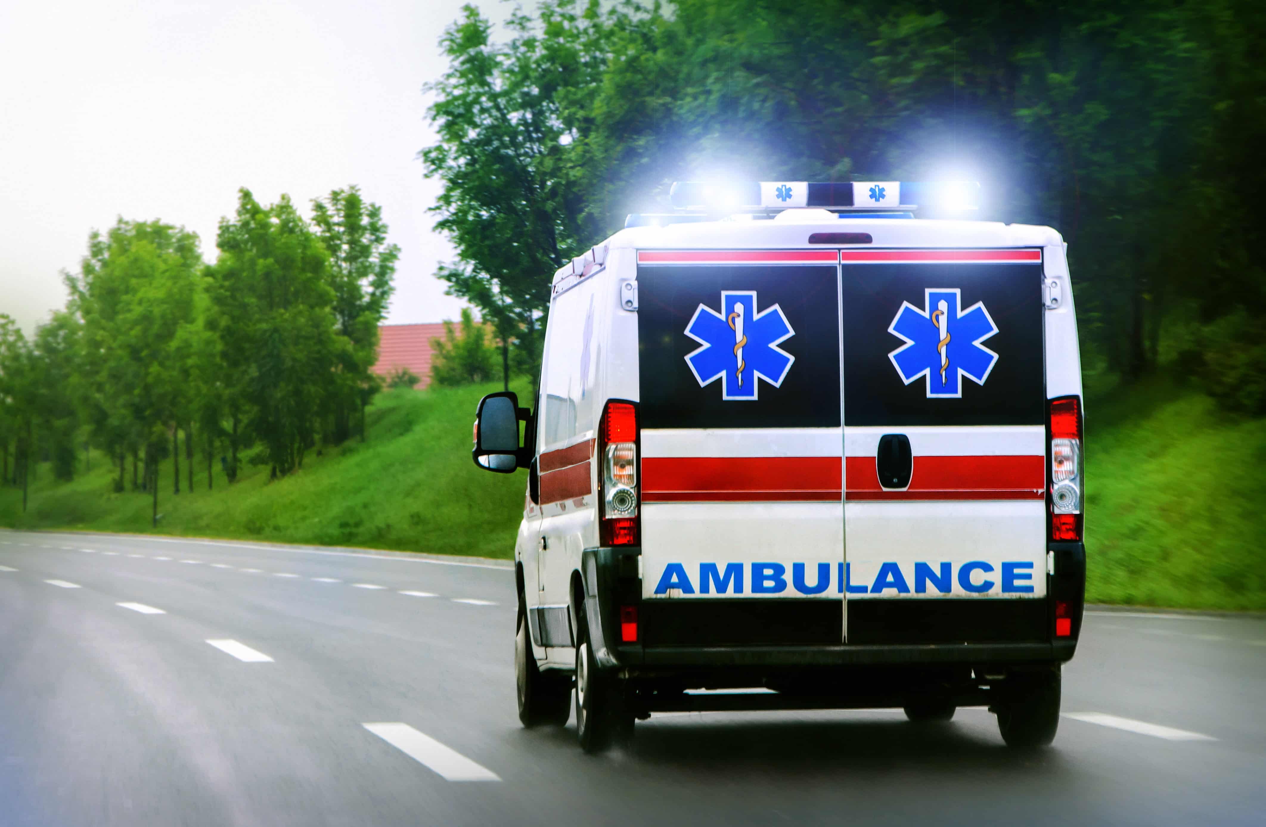 Ambulance van on a highway