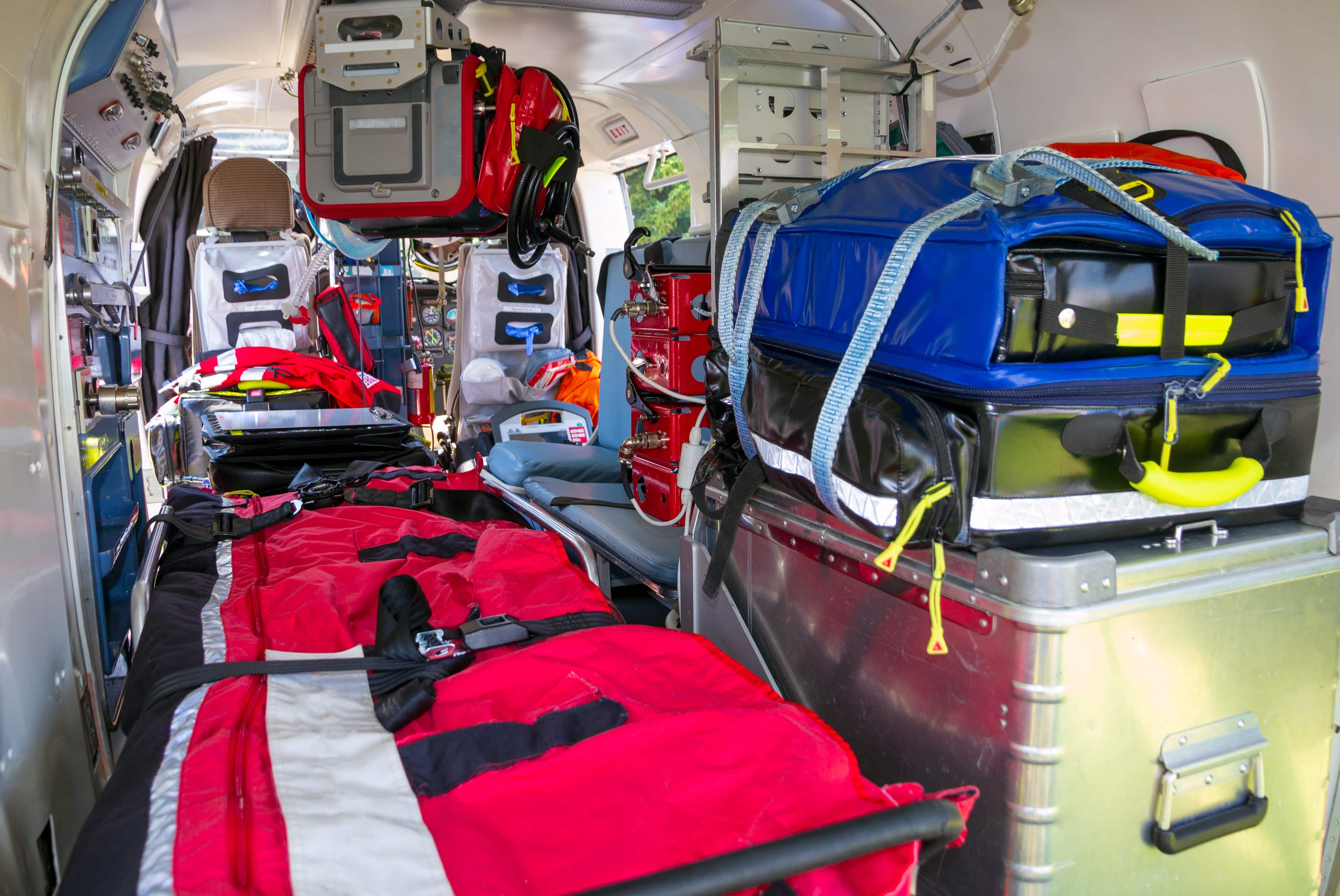 Close up of a medical unit in air transport